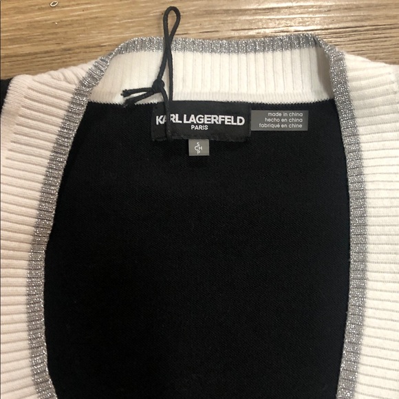 New Karl Lagerfeld Black and White Cardigan with Patches S - Picture 4 of 7